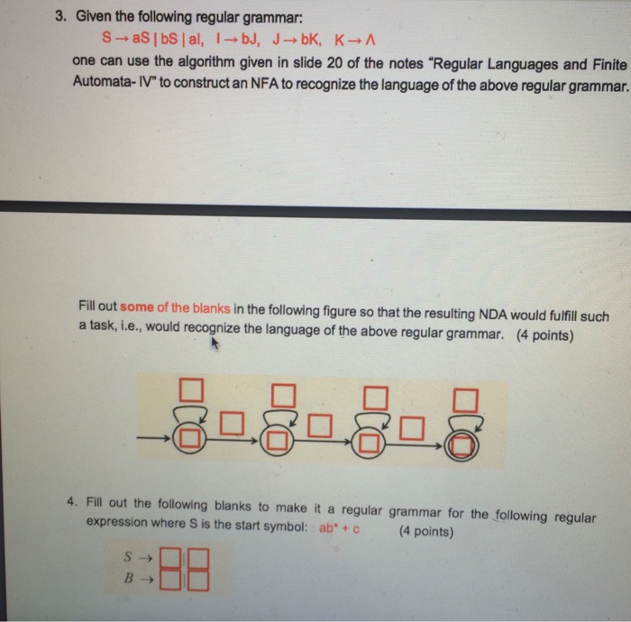 Solved Given The Following Regular Grammar: S Rightarrow AS | Chegg.com