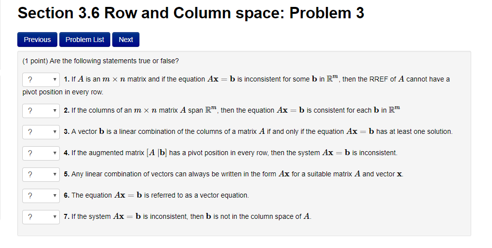 Solved Are the following statements true or false? 1. If A | Chegg.com