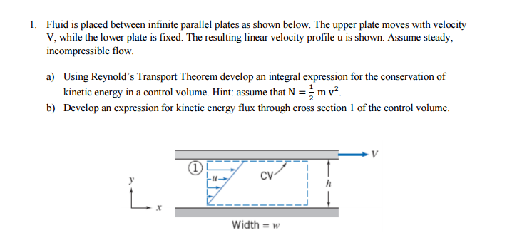 Solved 1. Fluid is placed between infinite parallel plates | Chegg.com