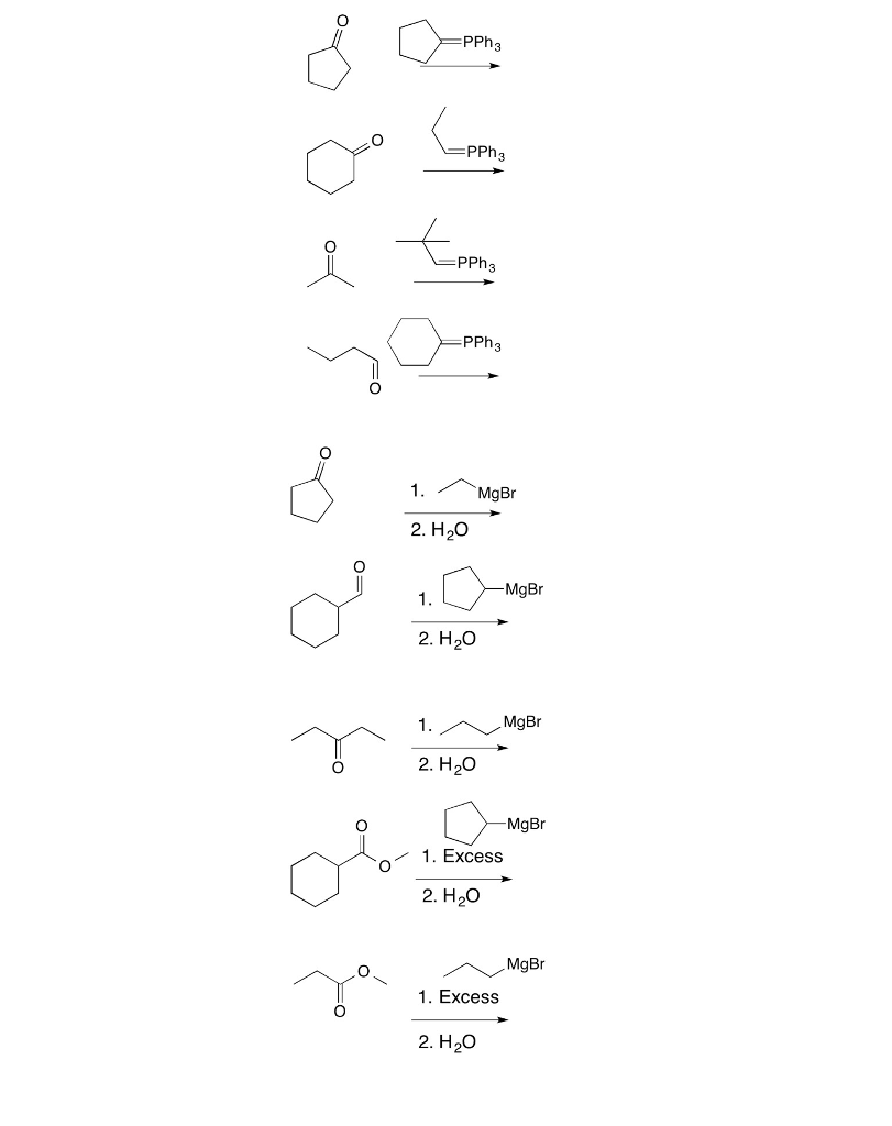 Solved PPh 3 PPh3 PPh 3 -PPh 3 MgBr 2. H2O MgBr 1. 2. H2O 2. | Chegg.com