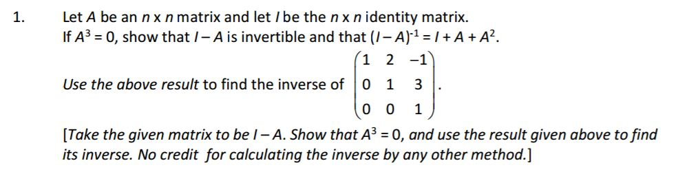 Solved Let A be an n x n matrix and let I be the n x n | Chegg.com