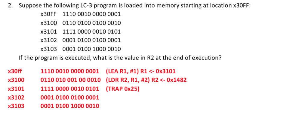 Solved 2. Suppose the following LC-3 program is loaded into | Chegg.com