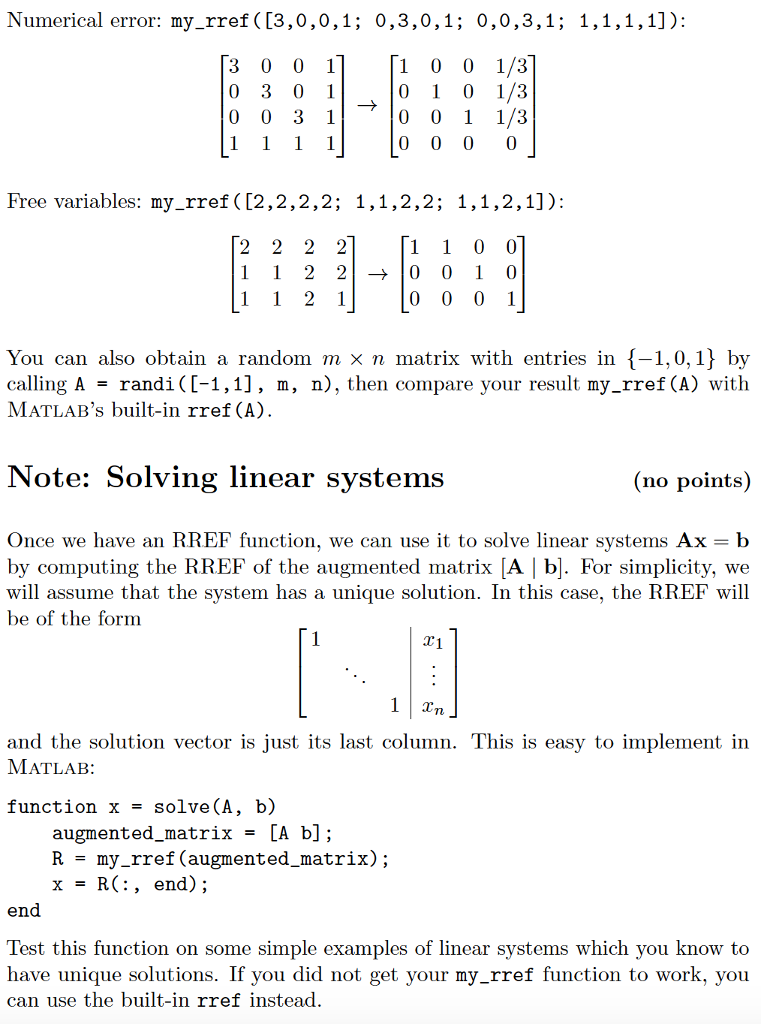 2 RREF (4 points Next, you will use these row | Chegg.com