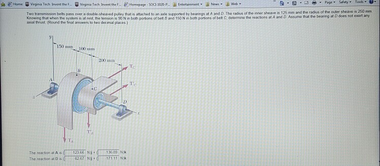 Solved Two Transmission Belts Pass Over A Double-sheaved | Chegg.com