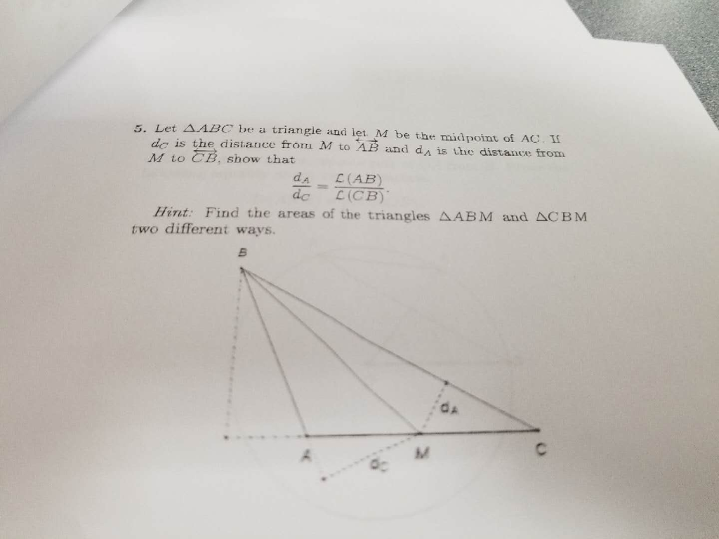 Solved 5. Let ?ABC be a triangle and let-M be the midpoint | Chegg.com