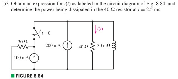 Solved 53. Obtain an expression for i(t) as labeled in the | Chegg.com