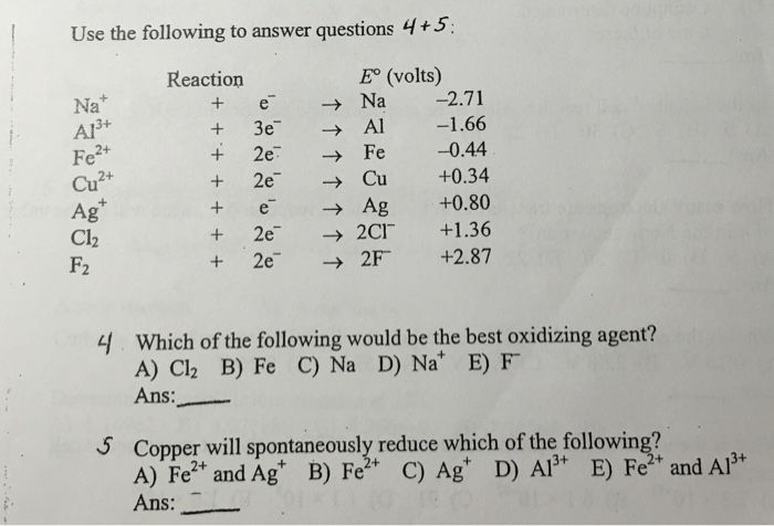 Solved Use the following to answer questions 4+5 g to answer | Chegg.com