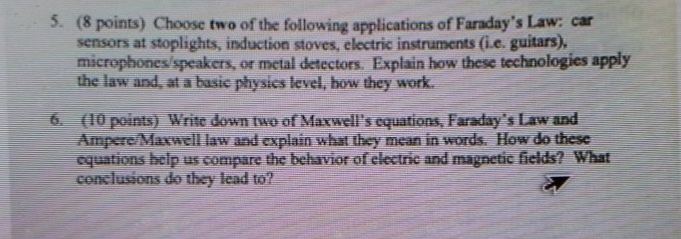 Solved Choose of the following application* of Faraday's | Chegg.com