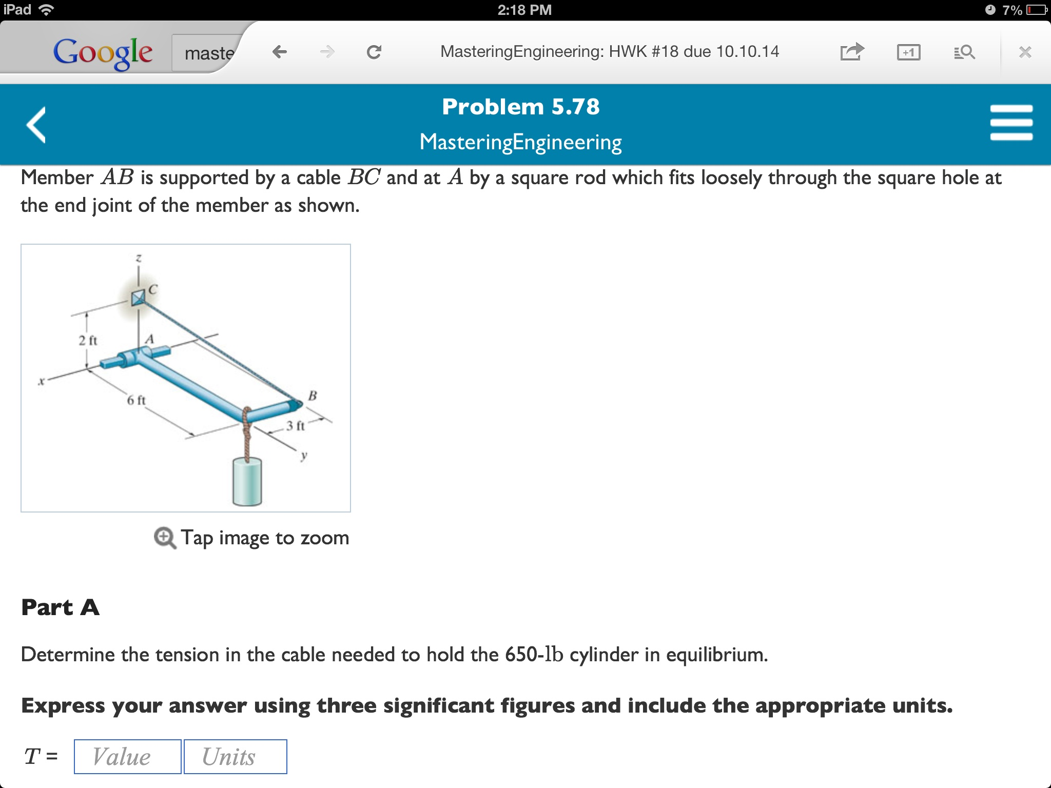 Solved Member AB Is Supported By A Cable BC And At A By A | Chegg.com