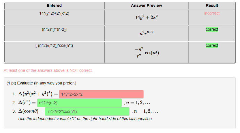 Solved entered answer preview result 14 y 2 2 x 2 chegg