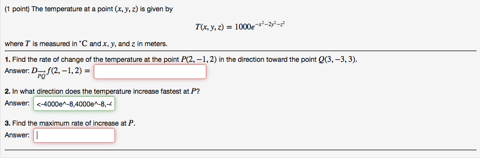 Solved The Temperature At A Point x Y Z Is Given By Chegg