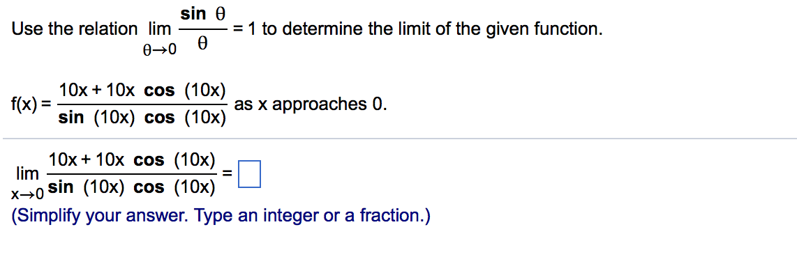 Solved Use the relation lim_theta rightarrow 0 sin | Chegg.com