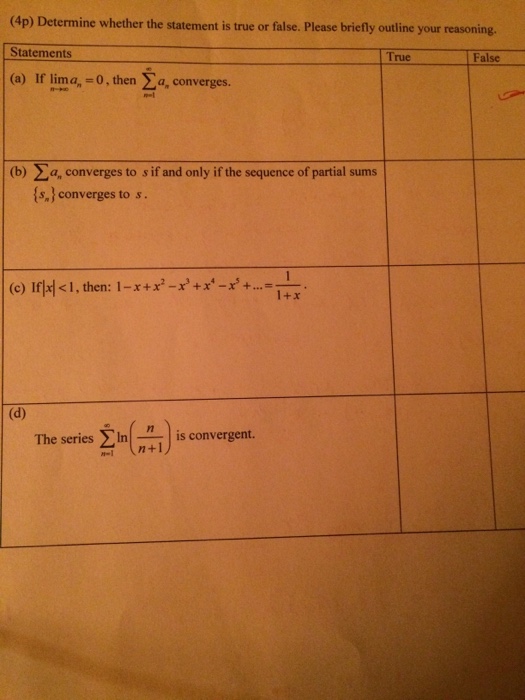 Solved Determine whether the statement is true or false. | Chegg.com