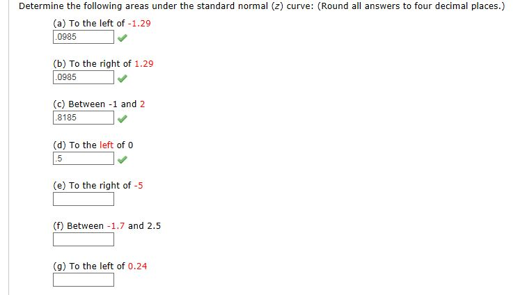 Solved Determine the following areas under the standard | Chegg.com