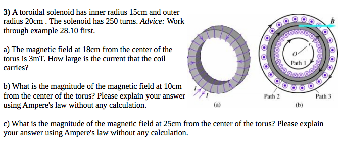 Solved A toroidal solenoid has inner radius 15cm and outer | Chegg.com