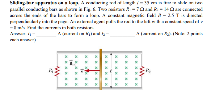 Solved Sliding-bar apparatus on a loop. A conducting rod of | Chegg.com