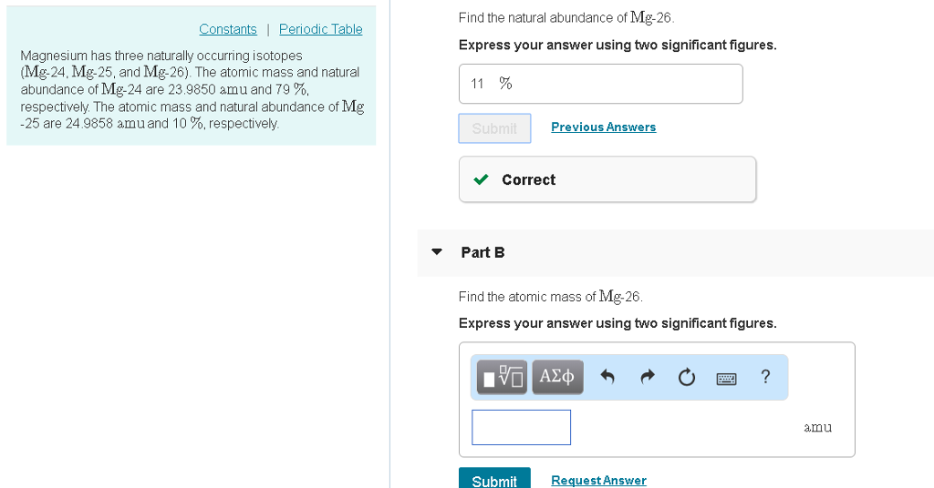 Solved Find the natural abundance of Mg-26. Express your | Chegg.com