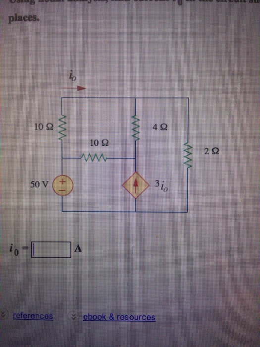 Solved Using Nodal Analysis Find Current I0 In The Circuit