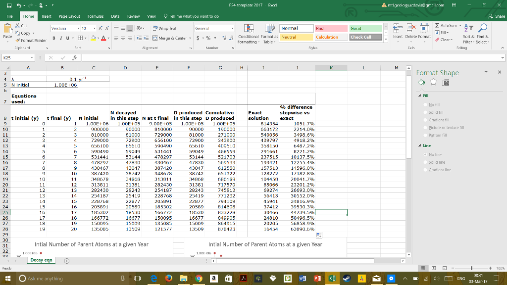 Solved (6) Fill in the column of your spreadsheet to | Chegg.com