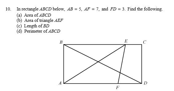 Solved In rectangle ABCD below, AB = 5: AF = 1, and FD = 3. | Chegg.com