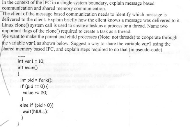 Solved In the context of the IPC in a single system | Chegg.com