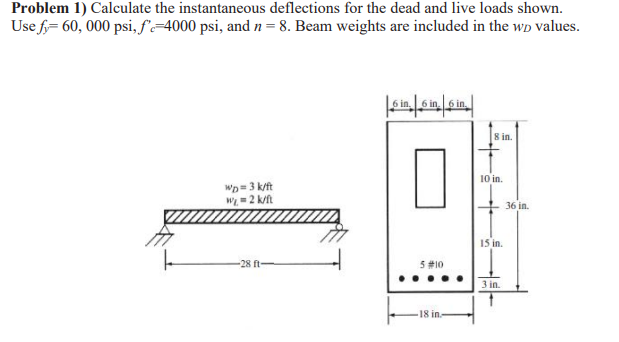 Solved Calculate the instantaneous deflections for the dead | Chegg.com