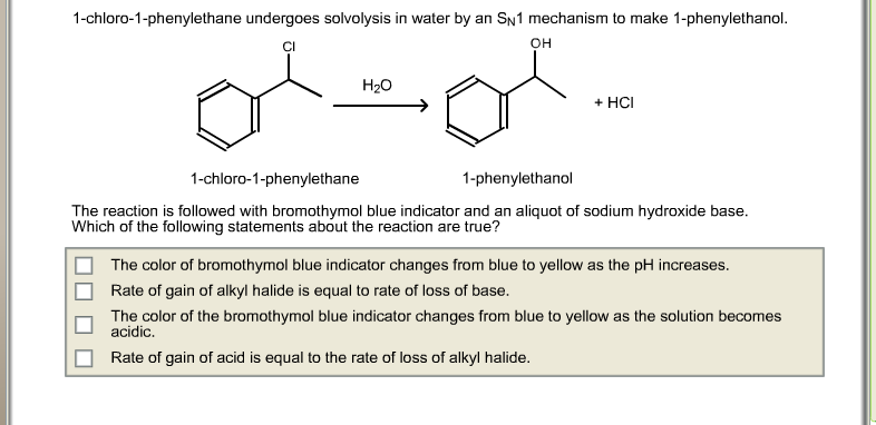 Solved 1-chloro-1-phenylethane undergoes solvolysis in water | Chegg.com