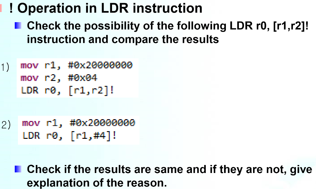 ! Operation in LDR instruction Check the
