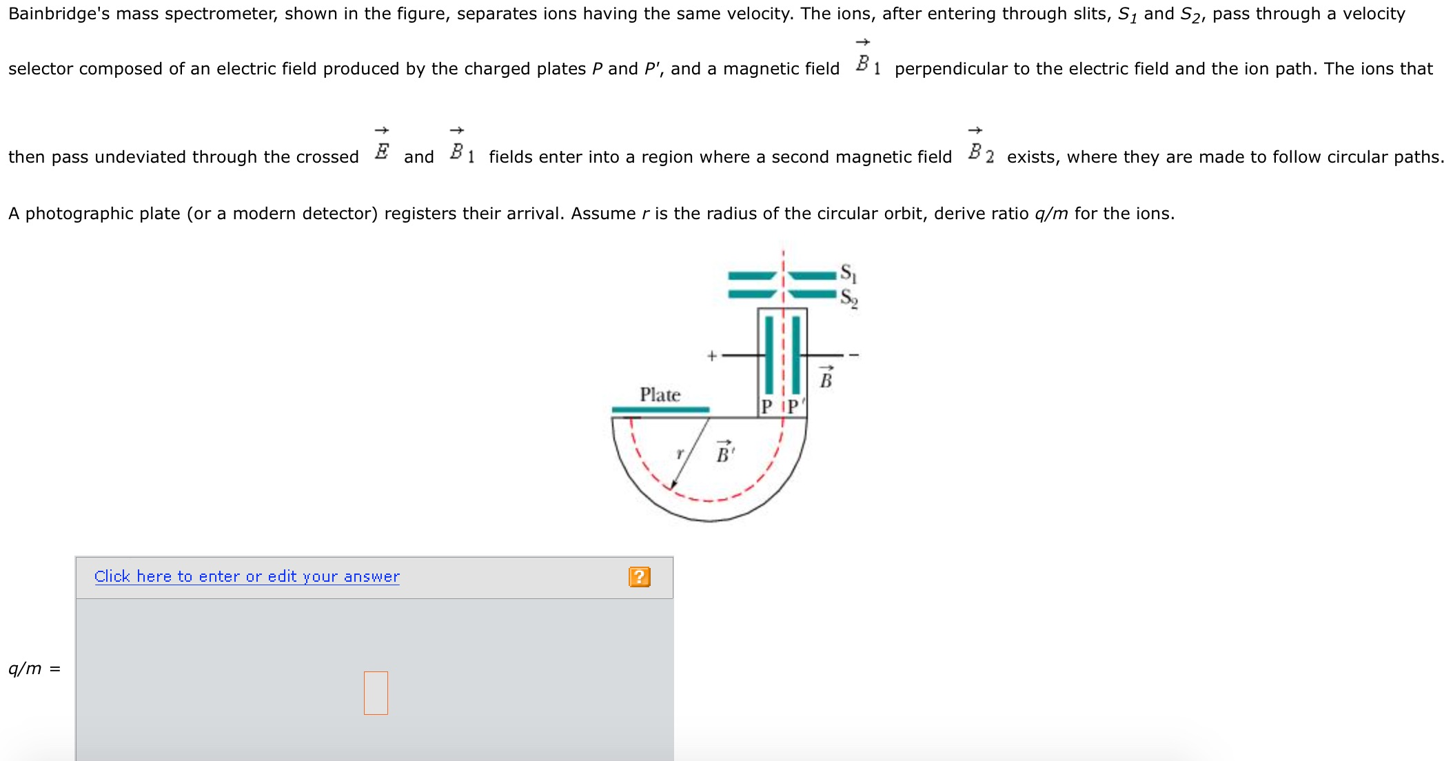 Solved Bainbridge's mass spectrometer, shown in the figure,