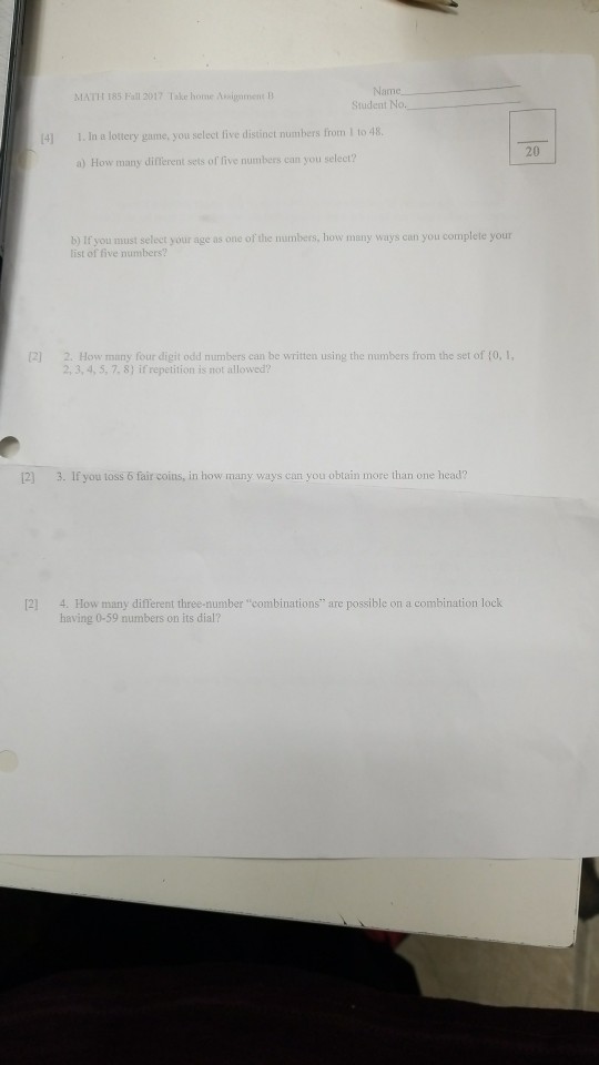 Solved MATH 185 Fall 2017 Take home Aigamene B 4] 1. In a | Chegg.com