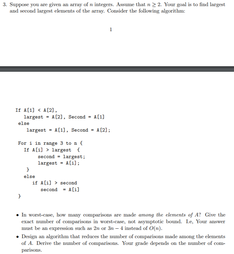 Solved 3. Suppose You Are Given An Array Of N Integers. | Chegg.com