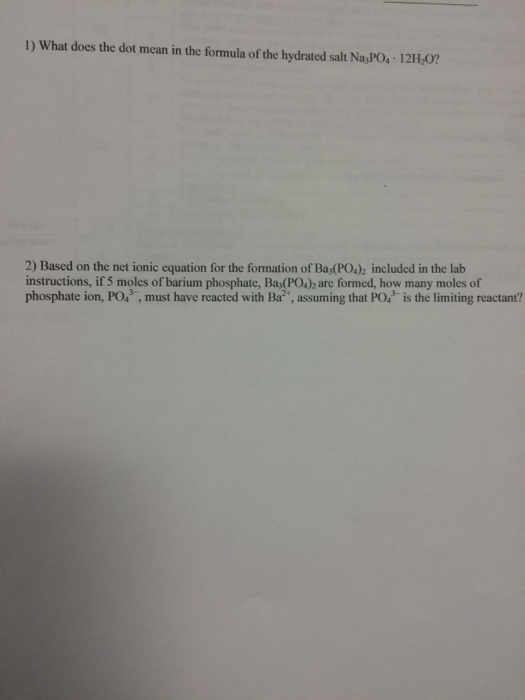 Solved What Does The Dot Mean In The Formula Of The Hydrated Chegg