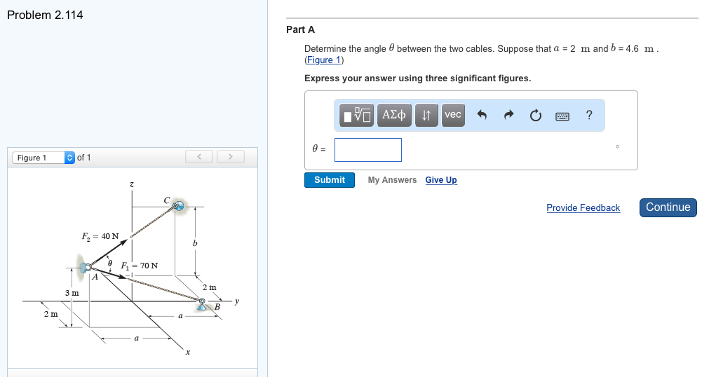 Solved Determine the angle theta between the two cables. | Chegg.com