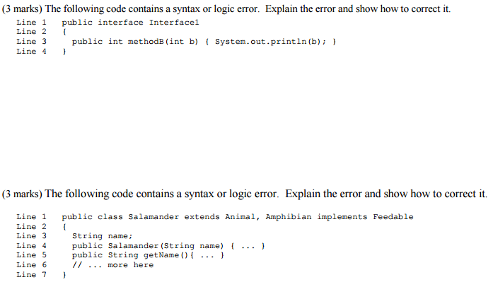 Solved The Following Code Contains A Syntax Or Logic Error. | Chegg.com