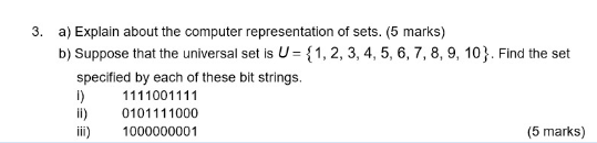 Solved Explain about the computer representation of sets. | Chegg.com