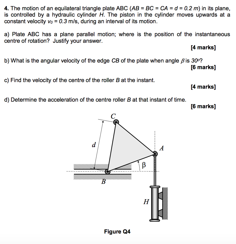 Solved The Motion Of An Equilateral Triangle Plate ABC (AB = | Chegg.com