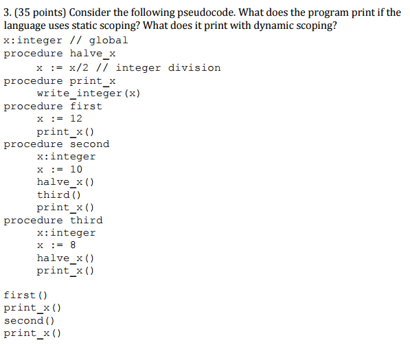 Solved Consider the following pseudocode. What does the | Chegg.com
