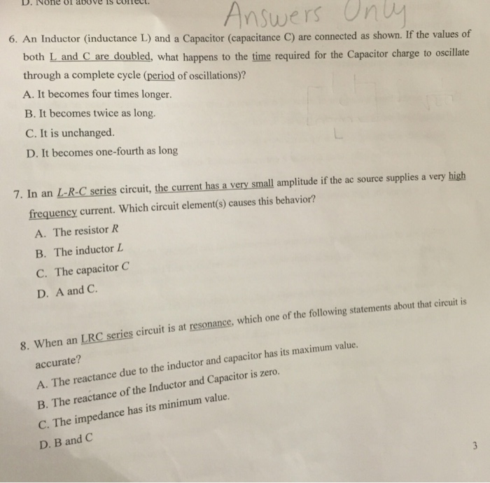 Solved: An Inductor (inductance L) And A Capacitor (capaci... | Chegg.com
