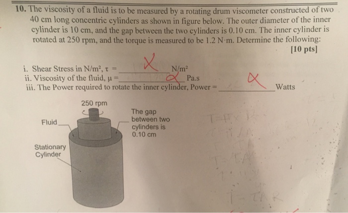 Solved The viscosity of a fluid is to be measured by a | Chegg.com