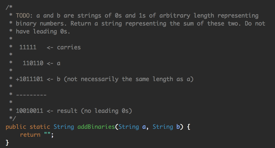 Solved *TODO: a and b are strings of 0s and 1s of arbitrary | Chegg.com