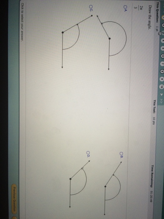 Solved Draw the angle. 2pi/3 | Chegg.com