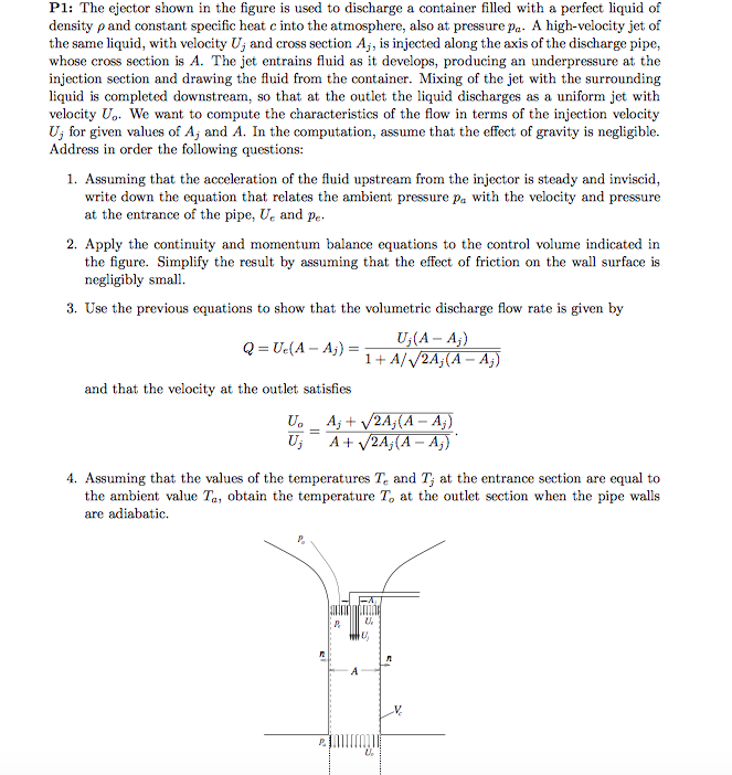 The ejector shown in the figure is used to discharge | Chegg.com