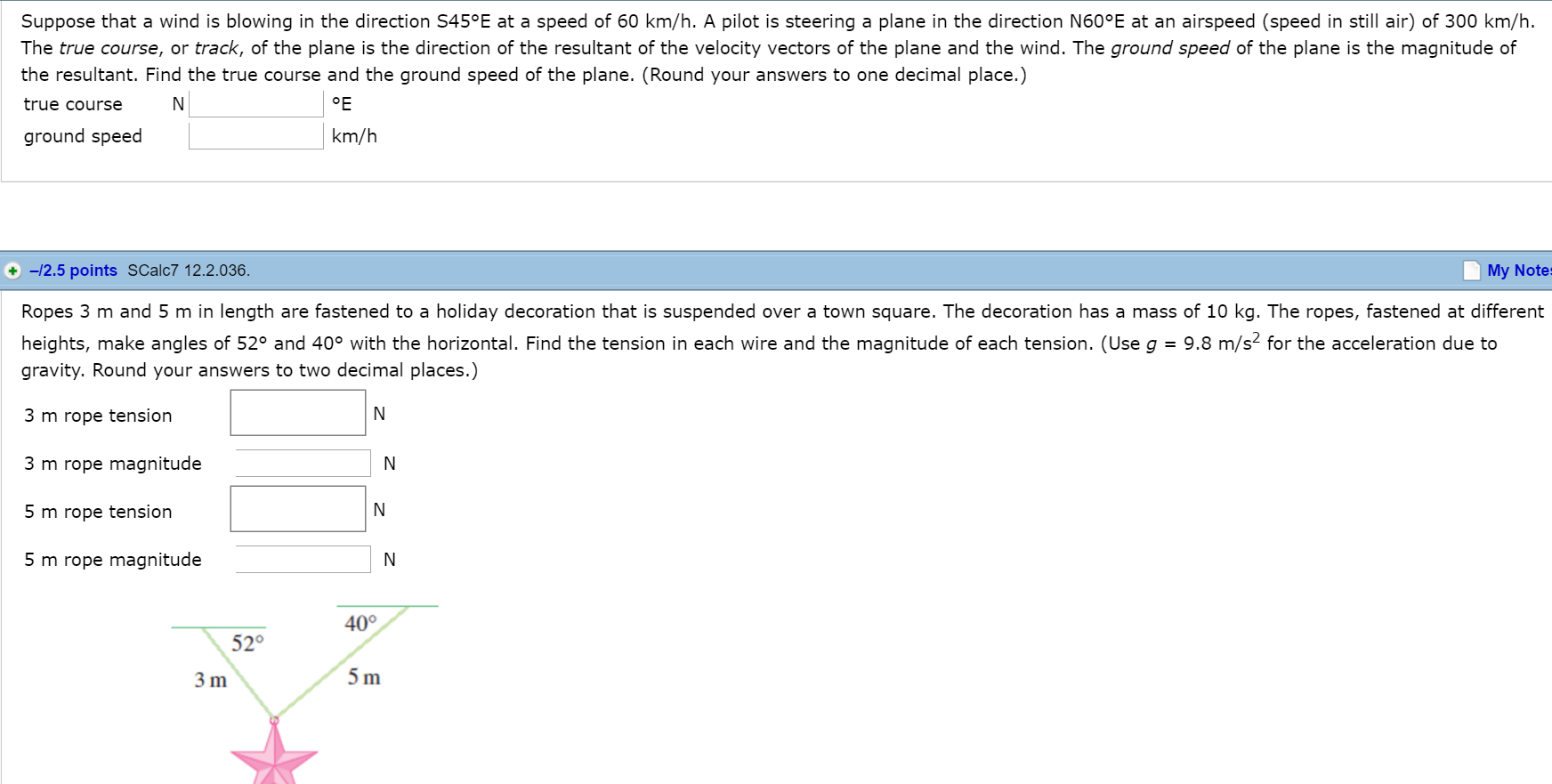 Solved Suppose that a wind is blowing in the direction S45 | Chegg.com