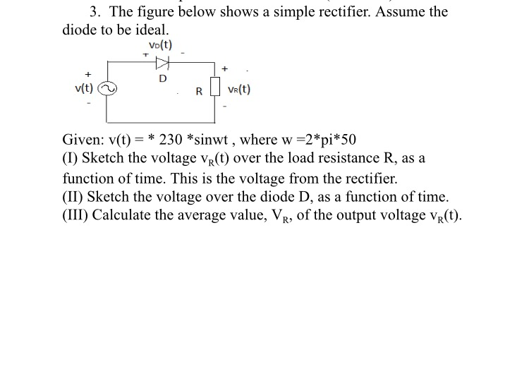 Solved The figure below shows a simple rectifier. Assume the | Chegg.com