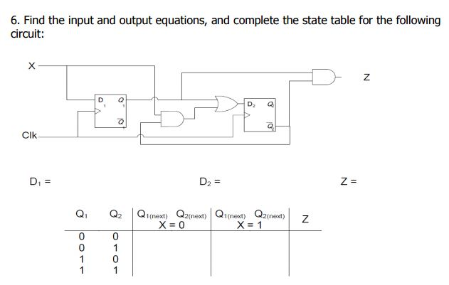 Solved 6. Find the input and output equations, and complete | Chegg.com