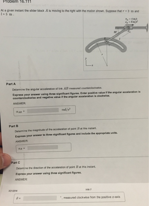 Solved Determine the angular acceleration of link AB | Chegg.com