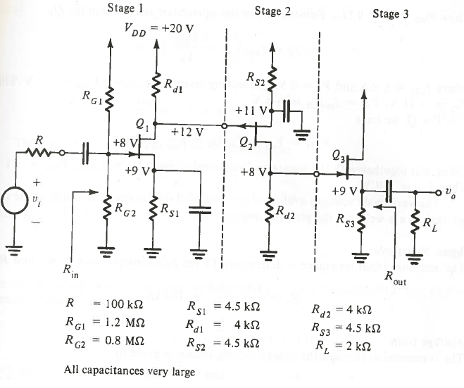 Solved What is the overall gain of the 3 stage JFET