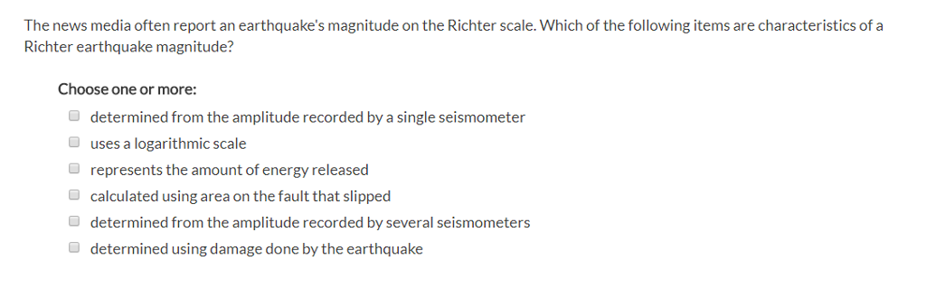 Which Statement Describes One Aspect Of An Earthquake's Magnitude