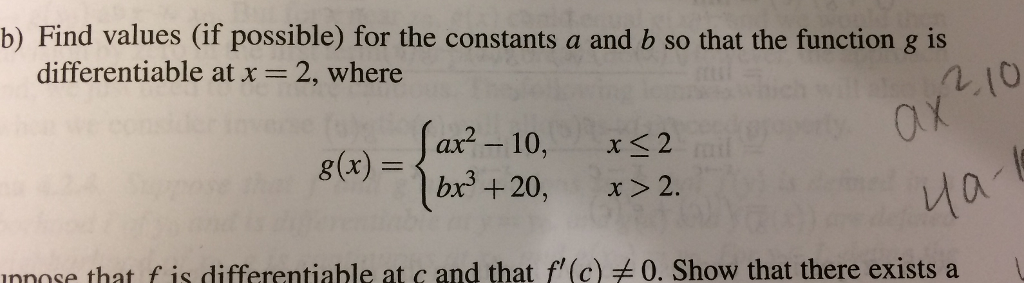 Solved B) Find Values (if Possible) For The Constants A And | Chegg.com