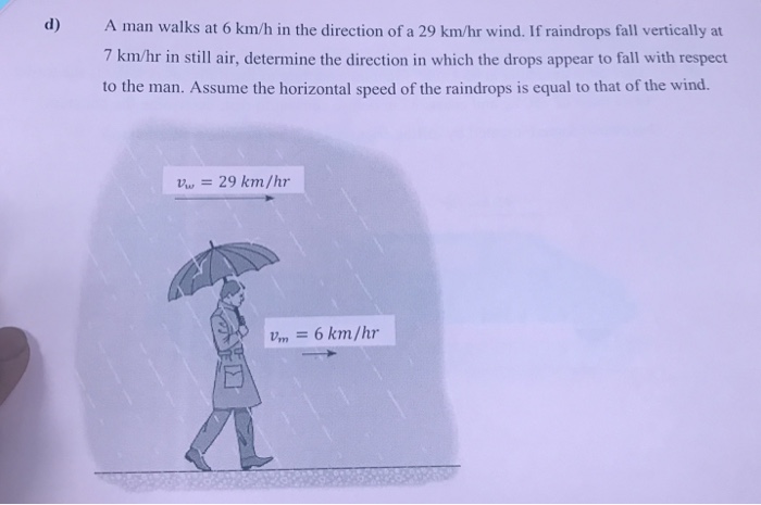 Solved A man walks at 6 km/h in the direction of a 29 km/hr | Chegg.com